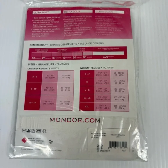 Mondor Ultra Soft Performance Dance Tights 319 E6 Ballerina Women's S 40 Denier - Picture 6 of 10